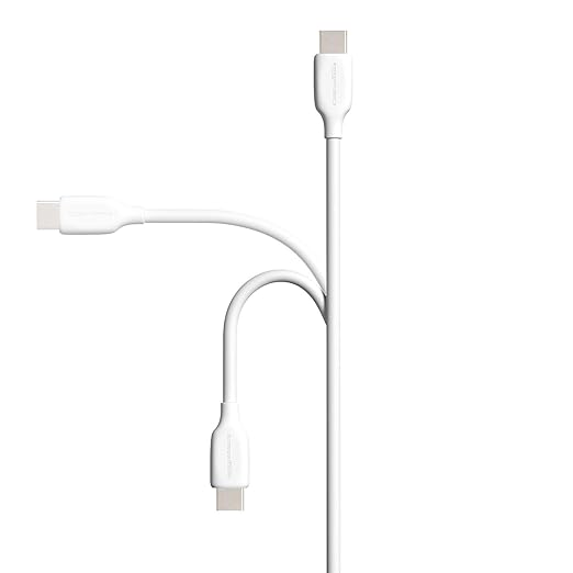 Amazon Basics USB-C to USB-C 2.0 Fast Charging Cable, 480Mbps Speed, USB-IF Certified, for Apple iPhone 16/15, iPad, Samsung Galaxy, Tablets, Laptops, 3 Foot, White