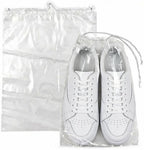 Clear LDPE Drawstring Bags (250 Pack) (13.75" x 17.5") 2 Mil Disposable Transparent Plastic with Double Cotton White Strings. Shoe Bags for Travel Large Storage Organizers Pouch (250)