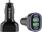 2Pack USB C Car Charger Adapter, AVS PD 3.2 QC 5.0 USB Charger, Multi Port Cigarette Lighter Car Phone Charger Compatible with MacBook iPhone 17 16 15 Pro Max iPad, Galaxy S26 25 24 Ultra.
