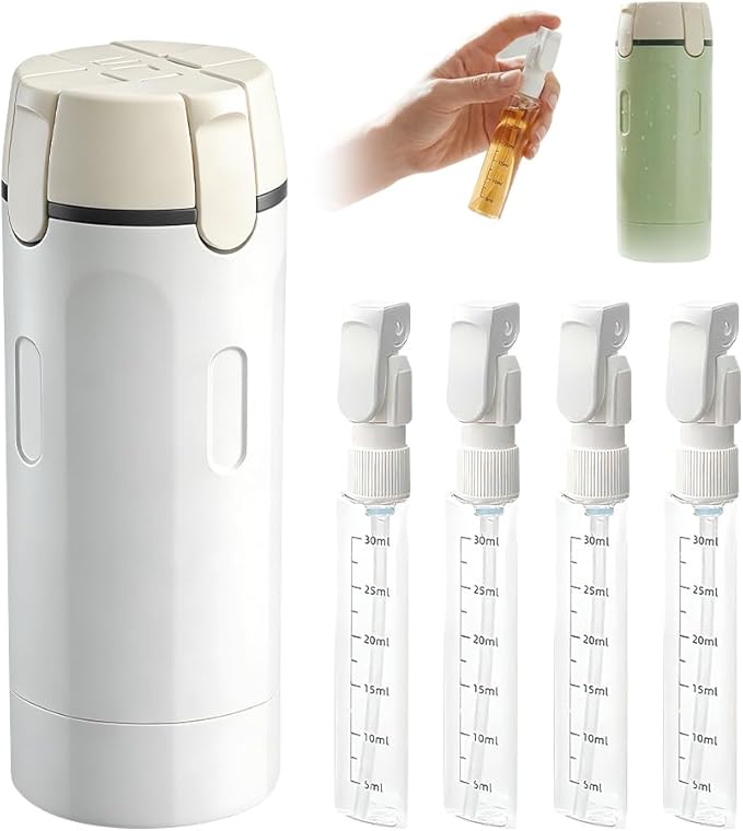 4 in 1 Travel Dispenser, 2026 New Travel Bottles for Toiletries, 4-in-1 Travel Refill Bottle Portable Travel Size Containers for Shampoo Lotion Conditioner Cream (White)