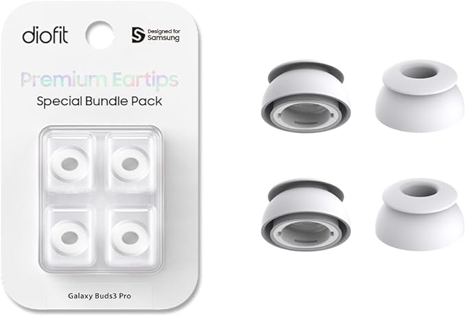 Premium Multi-Flange Eartips for Galaxy Buds3 Pro (White, Small) – Always Fits, Never Slips