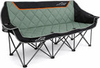 FAIR WIND Oversized 3 Person Camping Chair Padded Triple Loveseat Folding Camping Couch Duo Chair Heavy Duty Quad Fold Arm Chair with Cup Hold - Supports 900 LBS Black