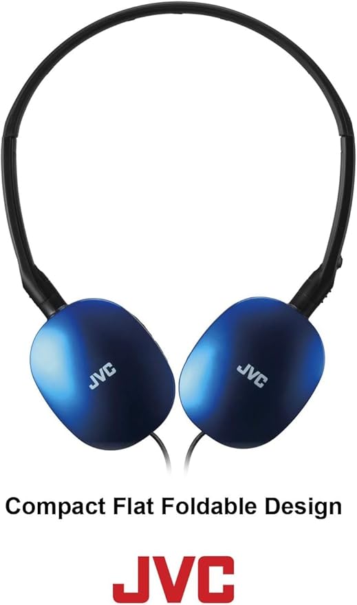 JVC Flats On-Ear Wired Headphones - Flat Foldable Design - 30mm Driver for Powerful Sound - Soft Ear-Pads for Comfort – Steel Headband - Lightweight & Portable - PC/Laptop/Gaming - 3.5mm Slim Plug