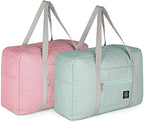2 Pack Foldable Travel Duffel Bags - Carry On Weekender Overnight Hospital Tote Gym Bag with Toiletry Bag, Women