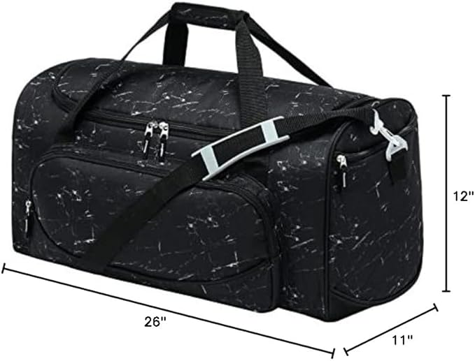 Uarition Men's Large Duffle Bag, 55L Heavy Duty Gym Bag for Sports, Workout, and Travel - Durable Duffel Gear Bag in Marble Black