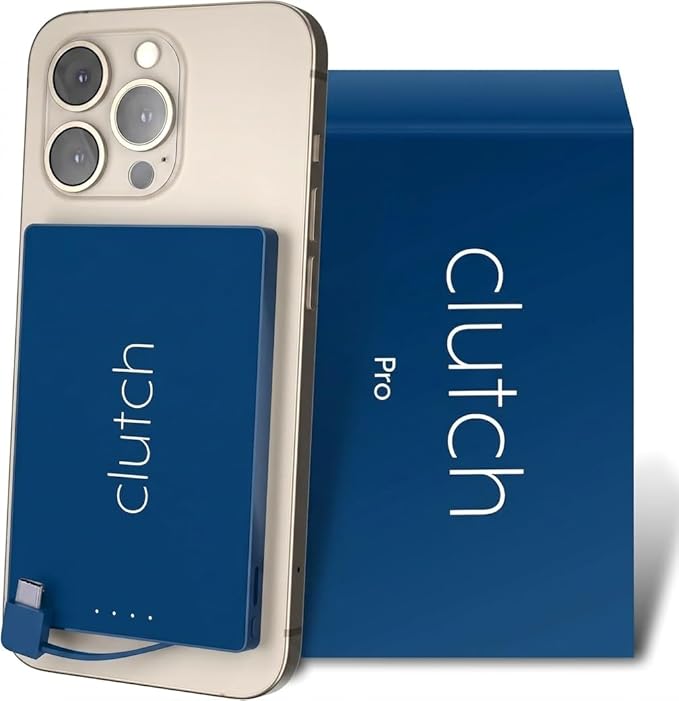 Clutch - Pro USB-C Portable Charger - Compatible with iPhone 15, 16, 17 & Android Devices - Power Bank Magnetic Battery - TSA Travel Approved - USB Rechargeable - Built-in Cable - 5000 mAh - 3.7oz
