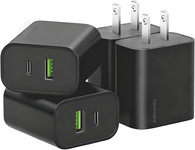 4 Pack USB C Charger Block,20W USB-C & USB-A Port Charger，for i Phone 17/16/15/14/13/12/11/X/8, i Pad and More