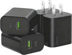 4 Pack USB C Charger Block,20W USB-C & USB-A Port Charger，for i Phone 17/16/15/14/13/12/11/X/8, i Pad and More