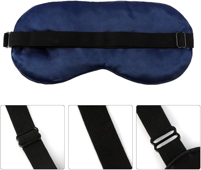 2 PCS Navy Satin Sleep Masks, Adjustable Silk Eye Mask for Sleeping, Blind Folds Soft Breathable Blindfold for Adults Couples Play Party Games Airplane Travel Essentials Eye Covers Patches Night Mask