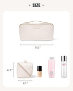 EACHY Travel Makeup Bag, Large Capacity Cosmetic Bag for Women, Waterproof PU Leather, Flat Open Portable Toiletry Bag for Skincare, Brushes & Travel Essentials