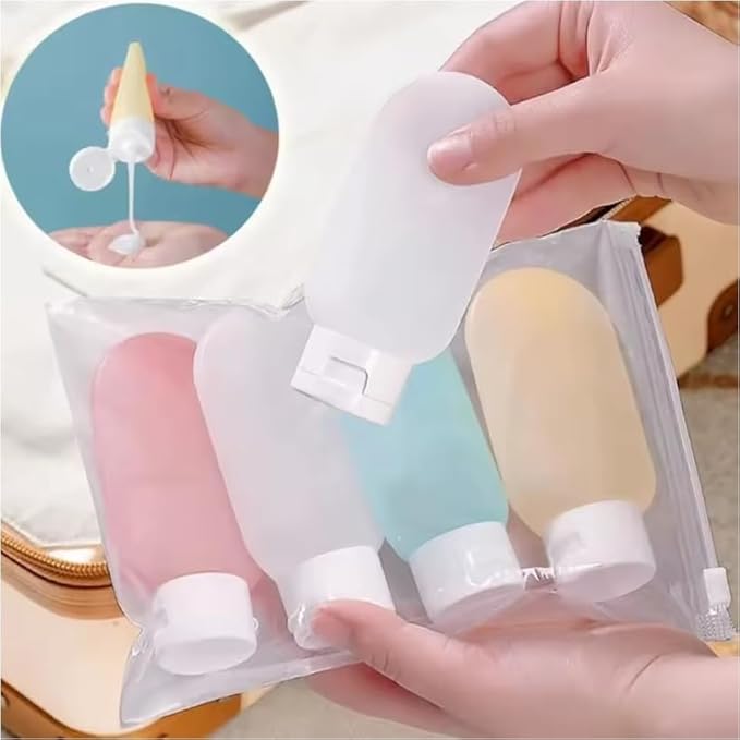 4-Pack Silicone Travel Bottles (60ml), Refillable Leak-Proof Squeeze Containers for Shampoo, Lotion, Cream, Toiletries, TSA Approved Portable Liquid Accessories for Travel