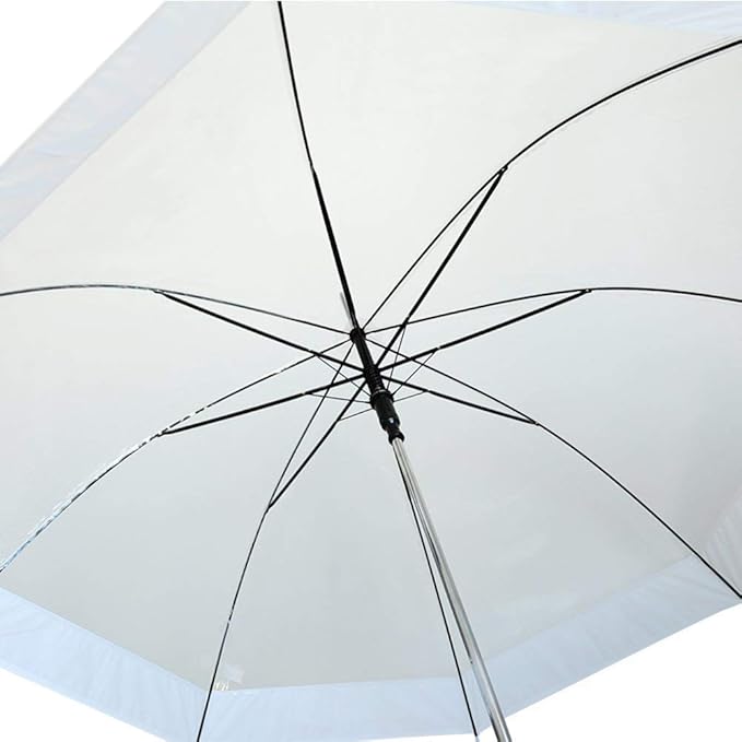 Rain Clear White Umbrella | Water Repellent Strong Metal Shaft and Ribs | Auto Open Rip Resistant Portable Umbrella | Wood Print Resin Handle