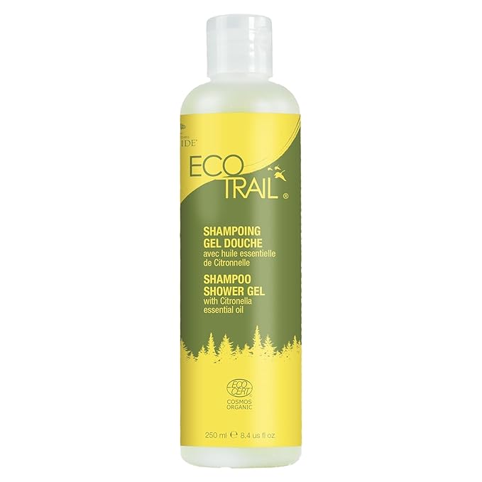 Ecotrail 2-in-1 Shampoo And Shower Gel Citronella Shampoo & Shower Gel – Biodegradable & All-Natural,Purifying, Toning &Soothing Ingredients – 250 ml (8.4 oz) Lemongrass Made in Canada by Druide
