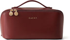 EACHY Travel Makeup Bag, Large Capacity Cosmetic Bag for Women, Waterproof PU Leather, Flat Open Portable Toiletry Bag for Skincare, Brushes & Travel Essentials