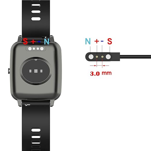 Smartwatch Charger, Magnetic Charging Cable for IDW13/15/16/17/19/21/23/25/26/28, ID208, GTX20, Replacement USB Magnetic Charger Compatible with VeryFit/VeryFitPro App Models Smart watch,, Black