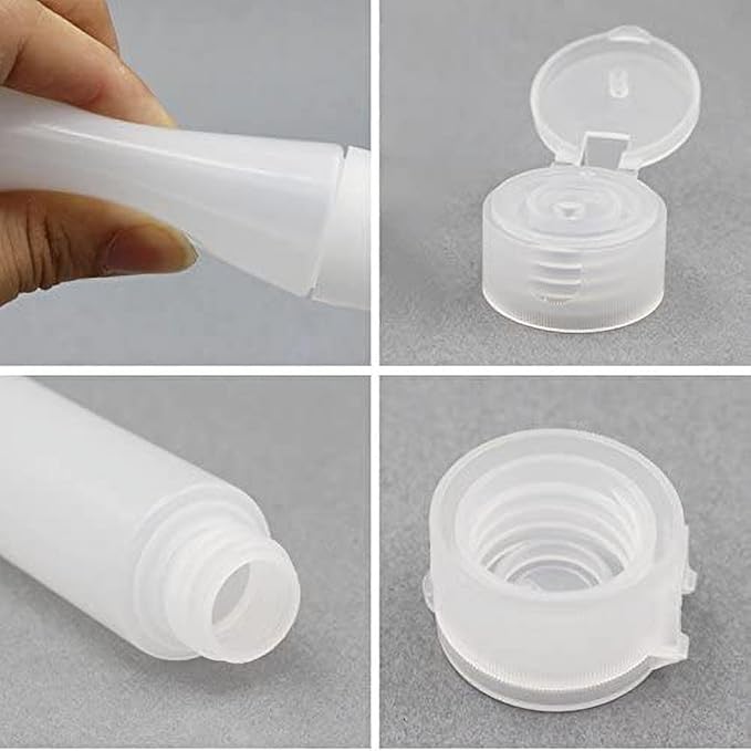 5Pcs Travel Size Plastic Squeeze Bottles for Liquids, 1 oz Empty Squeeze Bottles With Flip Cap Leak Proof BPA Free Refillable Tubes, Mini Toothpaste Containers with Pump Dispensers