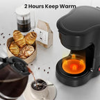 Coffee Maker, 5 Cup Drip Coffee Machine with Glass Carafe, Compatible with Ground&Tea Leaves – Portable Small Cafetera for Home, Office, Travel & Camping-Black