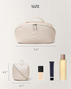 EACHY Travel Makeup Bag, Large Capacity Cosmetic Bag for Women, Waterproof PU Leather, Flat Open Portable Toiletry Bag for Skincare, Brushes & Travel Essentials
