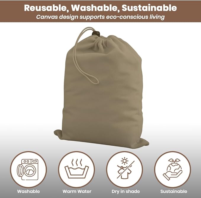 LFH Cotton Rich Shoe Storage Bags with Drawstring, Dustproof Breathable Reusable Organizer, Perfect For Travel, Dorm, Hotel, College, Gym, Easy to Carry, Machine Washable 8"x17" (Pack of 6) - Chambray