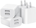 USB Wall Charger,4 Pack Dual Port Plug Adapter for Wall Outlet Charging Block, USB Power Adapter for iPhone 14/13/12/11 Pro/Pro Max, XS/XR/X,Galaxy, Pixel, Moto and Android Phones (White)