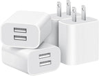 USB Wall Charger,4 Pack Dual Port Plug Adapter for Wall Outlet Charging Block, USB Power Adapter for iPhone 14/13/12/11 Pro/Pro Max, XS/XR/X,Galaxy, Pixel, Moto and Android Phones (White)