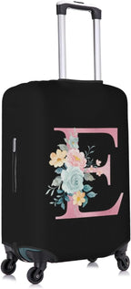 E Alphabet Design Custom Travel Luggage Cover Tag Set TSA Approved Vintage Letter Print Suitcase Protector Men Women (L 26-28 Inch Luggage)