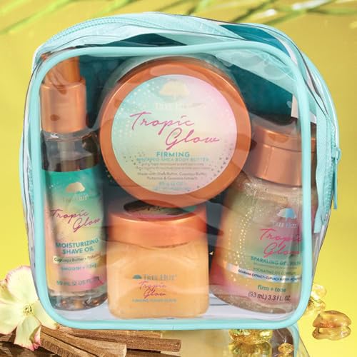 Tree Hut Mini Set Tropic Glow Everything Shower Gift Set for Women, Exfoliating Body Scrub, Body Wash & Body Butter, Travel Size Skin Care Set, Hydrating & Moisturizing Self-Care Gift for Smooth Skin