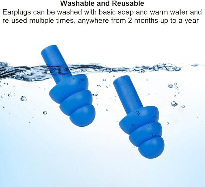 10 Pair Soft Silicone Reusable Washable Ear Plugs for Sleeping Swimming Noise Hearing Protection Earplugs Music Concerts Construction Shooting Hunting Motor Sports