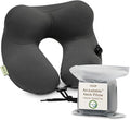Coop Home Goods AirJustable Travel Neck Pillow, Inflatable, Adjustable Support for Neck & Chin, Compact, Soft Memory Foam Comfort, Airplane Travel Essentials, Cooling & Washable Cover