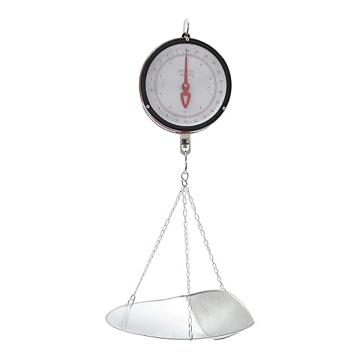 Double-Sided Dial Hanging Scale,22LBS Mechanical Hanging Scale,Commercial Circular Hanging Scale with Chain for Deli,Restaurants,Supermarkets,Grocery Stores (Red/Black)