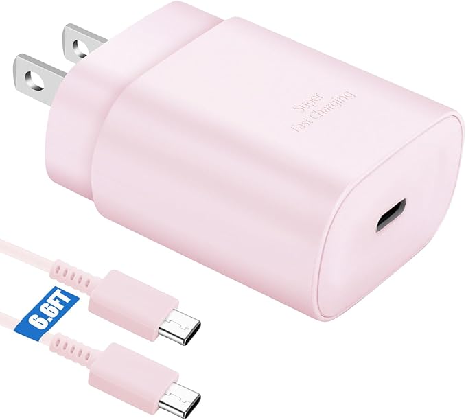 Super Fast Charger Type C,25W PD USB C Wall Charger Block & C to C Cable 6ft Charger for Samsung Galaxy S26/S25/S24 Ultra/S24/S24+/S23 Ultra/S23/S23+/S22/S22 Ultra/S22+/S21 Ultra/S20 Ultra/Note 20/10
