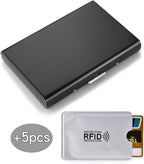 EASTNIGHTS RFID Credit Card Holder for Women and Men, Stainless Steel Credit Card Wallet for Holding Debit Card and ID Card (add 5PCS Card Slots)