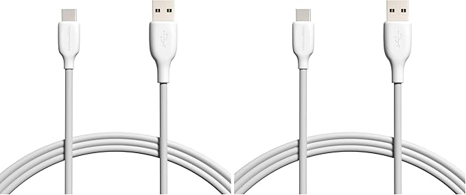 Amazon Basics USB-C to USB-A 2.0 Fast Charging Cable for Android Phones, 480Mbps Speed, USB-IF Certified, for Apple iPhone 16/15, iPad, Samsung Galaxy, Tablets, Laptops, 6 Foot, White (Pack of 2)