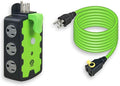 OSKOS 6-Grounded-Outlet Power Hub with Swivel Safety Cover (ETL Listed), Outdoor Use, Resettable 15A Circuit Breaker, 25FT Extension Cord with Locking Outlet (UL Certified). Combo Pack.
