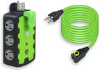 OSKOS 6-Grounded-Outlet Power Hub with Swivel Safety Cover (ETL Listed), Outdoor Use, Resettable 15A Circuit Breaker, 25FT Extension Cord with Locking Outlet (UL Certified). Combo Pack.