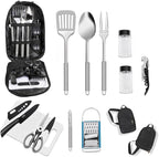 12-Piece Camping Kitchen Utensil Set – Portable Outdoor Cooking Utensils for Camping, RV, Backpacking & BBQ | Complete Camp Kitchen Gear Set with Carry Bag, Grilling Tools & Cooking Accessories