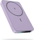 Magnetic Portable Charger Power Bank,Slim Wireless Portable Charger with LCD Display,PD Fast Charging USB-C Battery Pack Compatible with Magsafe,iPhone 16/16 Plus/15/14/13/12 (Purple, 5500mAh)