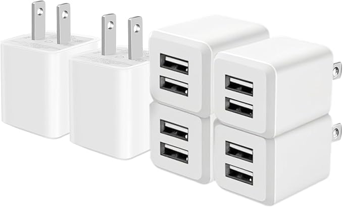 USB Wall Charger, Dual Port Cube Power Adapter Charger Plug Block Charging Box, Dual Port Wall Fast Charging Adapter, Compatible for i Phone 14 13 12 11， Light White