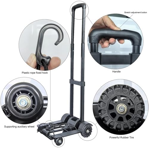 Heavy Duty Folding Hand Truck Portable Trolley Cart for Luggage Shopping Home Office & Garden Compact Foldable Sack Wheel Barrow (32x25x93cm)