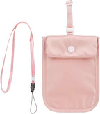 Pink Travel Hidden Bra Wallet - Travel Women's Neck Bag - Hidden Money Bag with Adjustable Elastic Band - Ensuring Safe Travel of Valuable Items
