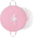 KEEGH Girls Tutu Garment Bag 35 Inch Ballet Tutu Bag, Foldable Dance Costume Garment Bag for Hanging Clothes, Pancake Dance Bag for Dancers with Handle Strap for Travel or Storage, Pink