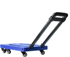 Heavy Duty Folding Cart Portable Hand Truck Trolley for Outdoor Camping & Luggage Multifunctional Foldable Wagon for Home Use (Blue)