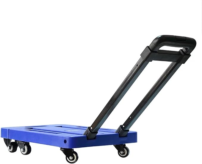 Heavy Duty Folding Cart Portable Hand Truck Trolley for Outdoor Camping & Luggage Multifunctional Foldable Wagon for Home Use (Blue)