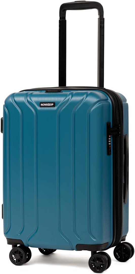 NONSTOP NEW YORK Luggage Expandable Spinner Wheels hard side shell Travel Suitcase Lightweight, TSA Lock, Double USB Port (Teal, 3-Piece Set (20/24/28))