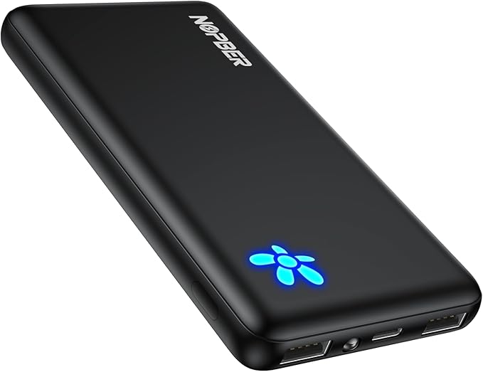 Portable Charger 10000mAh Ultra Slim Power Bank Lightweight Pocket-Sized Design 15W Output for iPhone 16/15/14 Samsung Galaxy Android Devices Travel Essentials（Black）