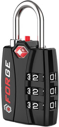 Forge Open Alert TSA Approved Luggage Locks - 3 Digit Combination, Easy Read Dials, Zinc Alloy Body - Ideal Travel Lock for Luggage, Suitcases, Bags & Toolboxes (Black 1 Lock)