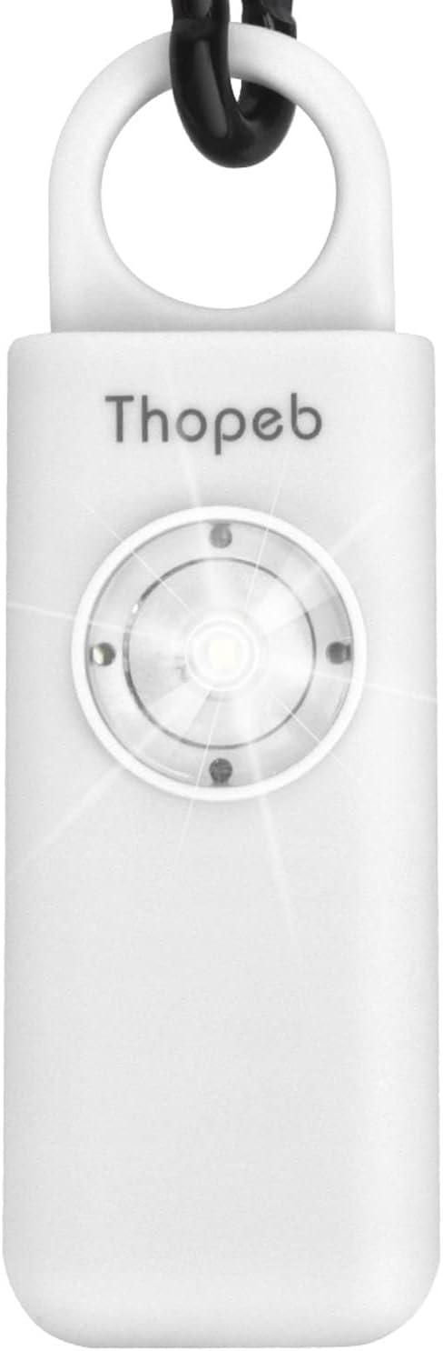Thopeb–The Original Personal Safety Alarm for Women Self Defense – Elders & Kids Self Defense Keychain Siren – 135dB Loud Siren Bird Sound – Cute Key Chains Protection (White)