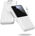 CFIAI Portable Charger Power Bank - 15000mAh Fast Charging Portable Battery Pack with Built in USB-C(22.5W) and iOS(20W) Output Cables (1 Pack，White)