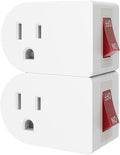 Oviitech 2 Pack Grounded Outlet Wall Tap Adapter with On/Off Power Switch，Single Outlet with Switch in White