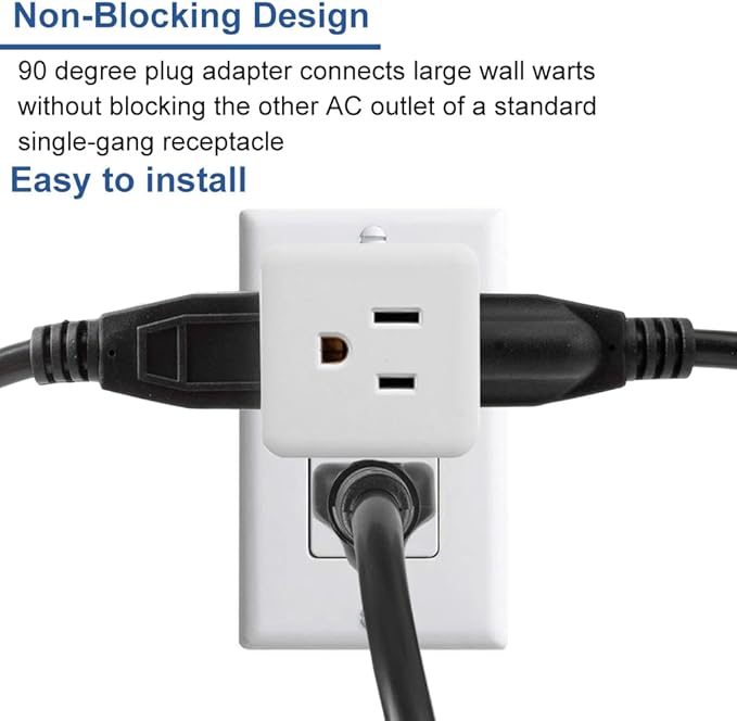 3 Outlet Wall Adapter,UL Listed Outlet Splitter 3 Prong,Cube Tap Plug Extender,3 Way Wall Outlet Adapter,Multiple Plug Expander,White,2 Pack